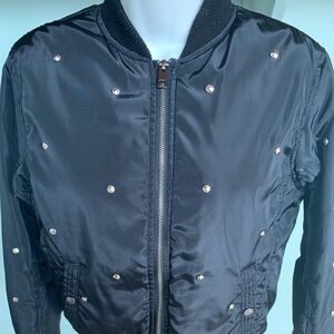Diesel Black Jacket with silver stud Accents youth Sz. 14/16 Large excellent